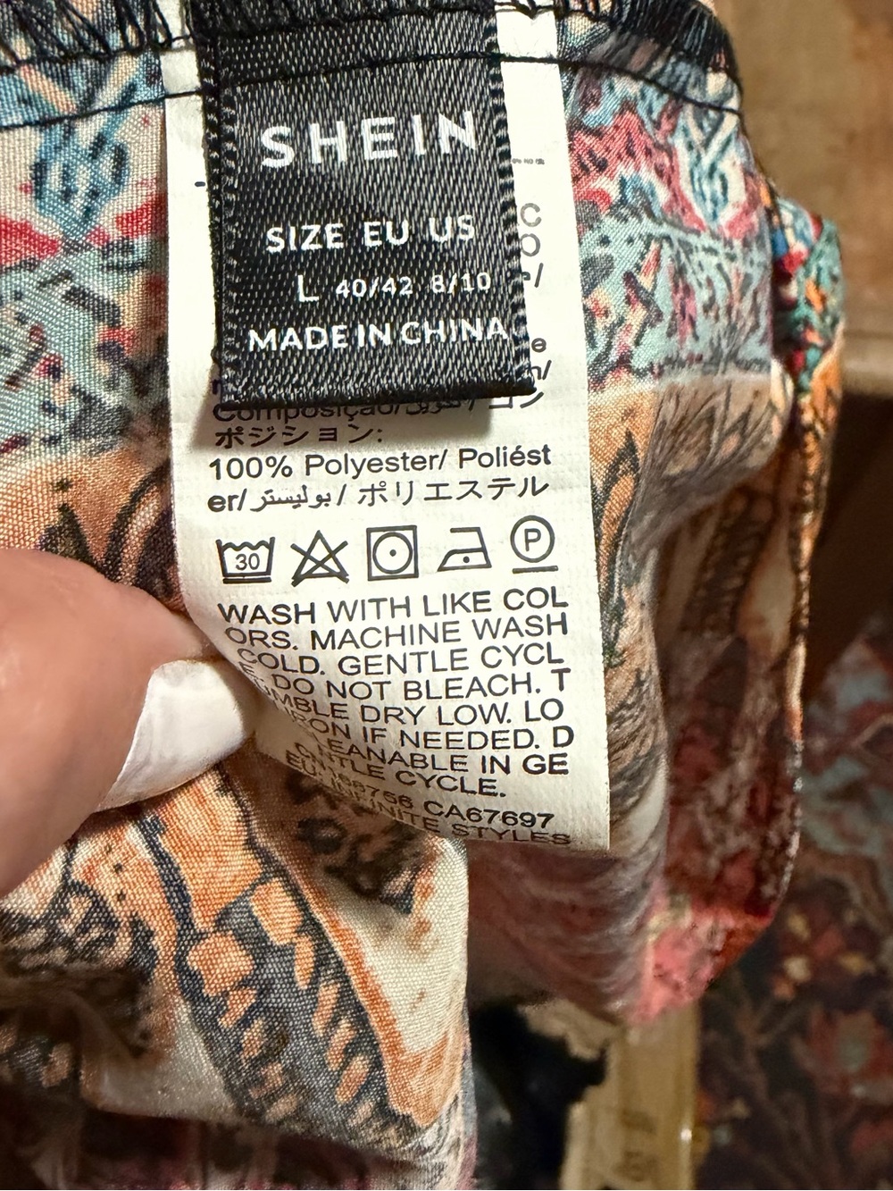 SHEIN ~ Midi Sundress ~ Multi-Colored ~ Boho Tie-Front at V in Center of Front - Picture 2 of 6